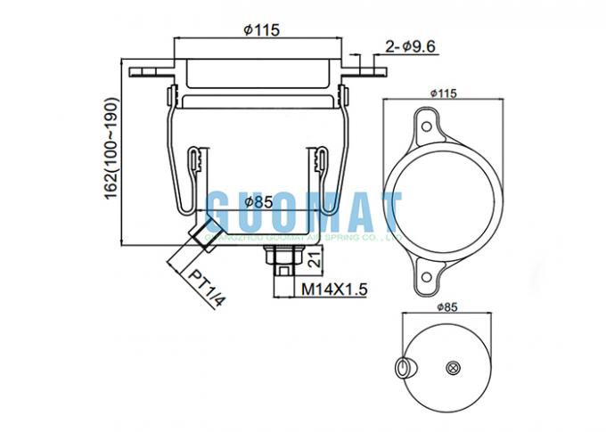 GUOMAT G3369 FUSO Cab Air Spring — replacement for MK493369, MK596472, MK493360 truck cab suspension air shock absorber